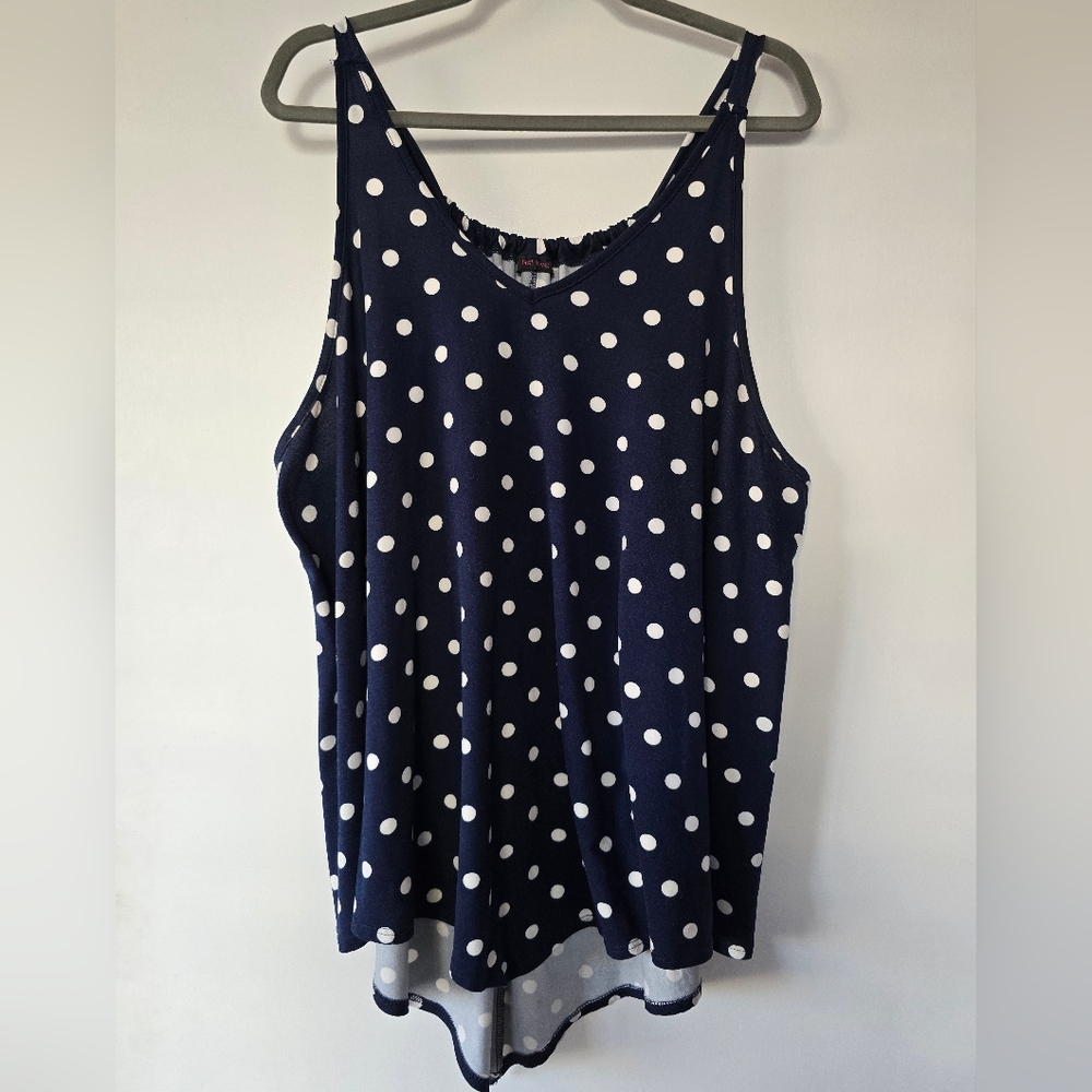 First Love Dark Blue and White Polka Dot Tank Top